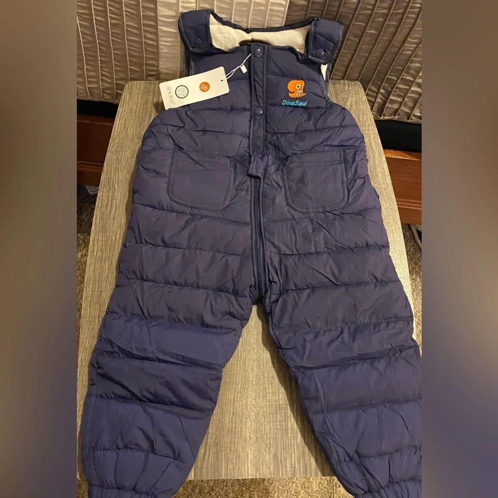 Snow Pants Overalls Zipper Jumpsuits -NEW - Toddler Girls/Boys Winter Warm 2-3T
